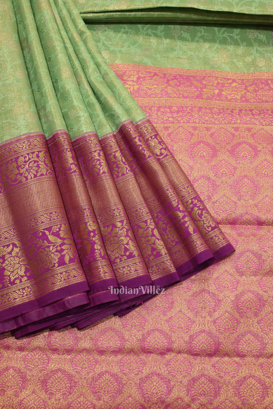 Mint Green Pure Kanjivaram Tissue Silk Saree