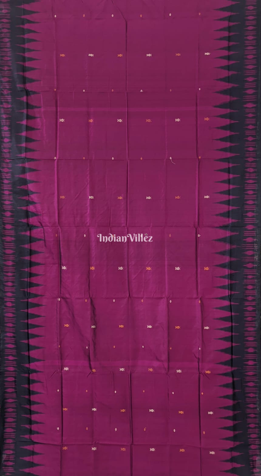 Wine Color Bomkai Sambalpuri Ikat Silk Saree