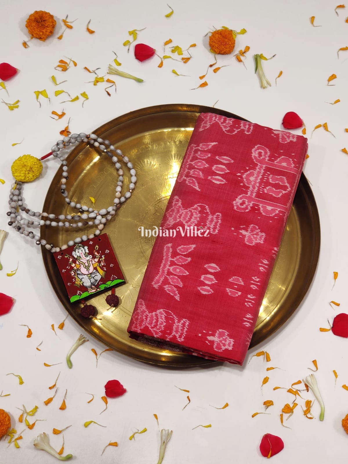 Peach Odisha Ikat Pure Sambalpuri Silk Pastel Saree