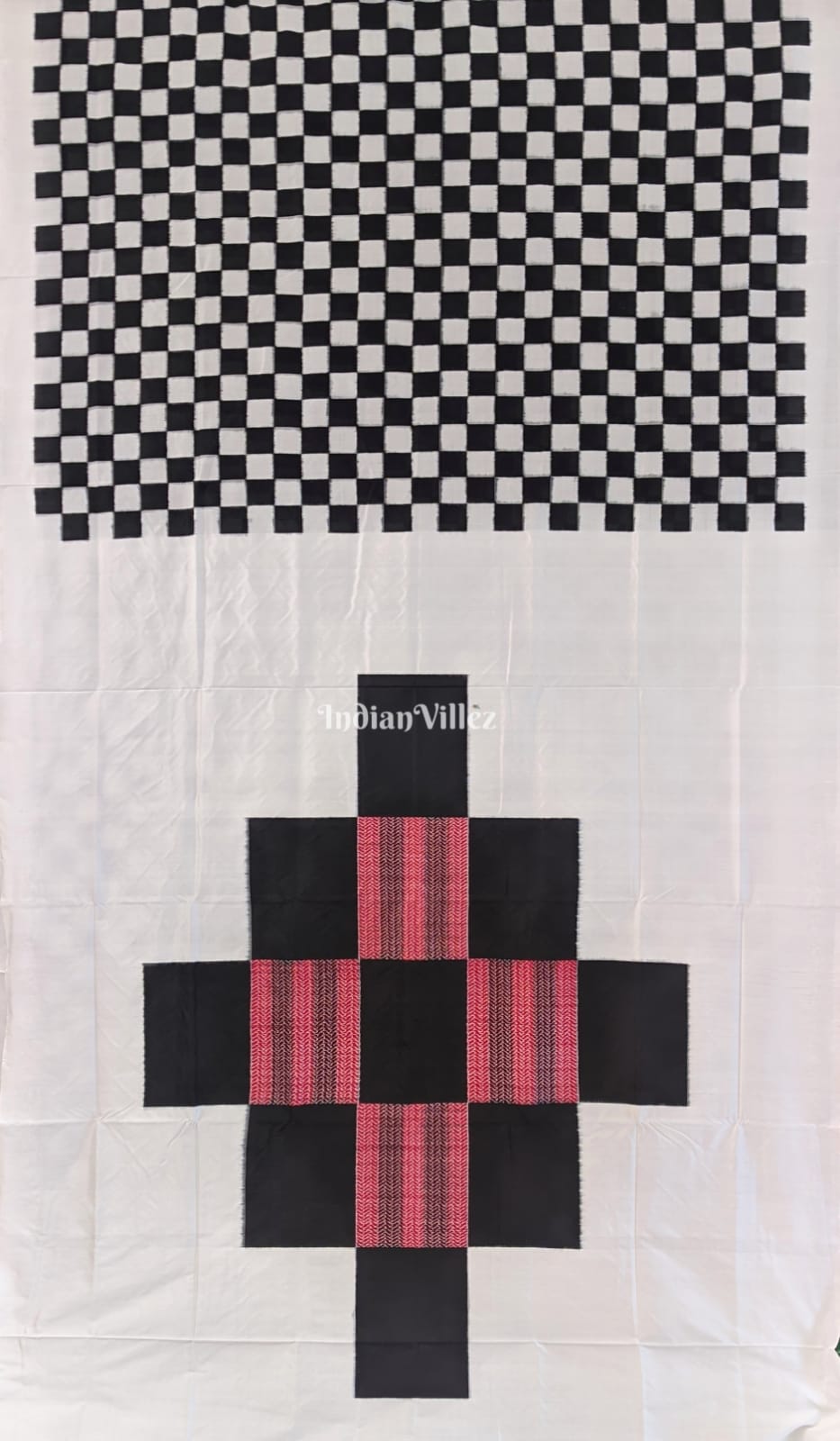 Black White Pink Odisha Ikat Pasapali Sambalpuri Silk Saree
