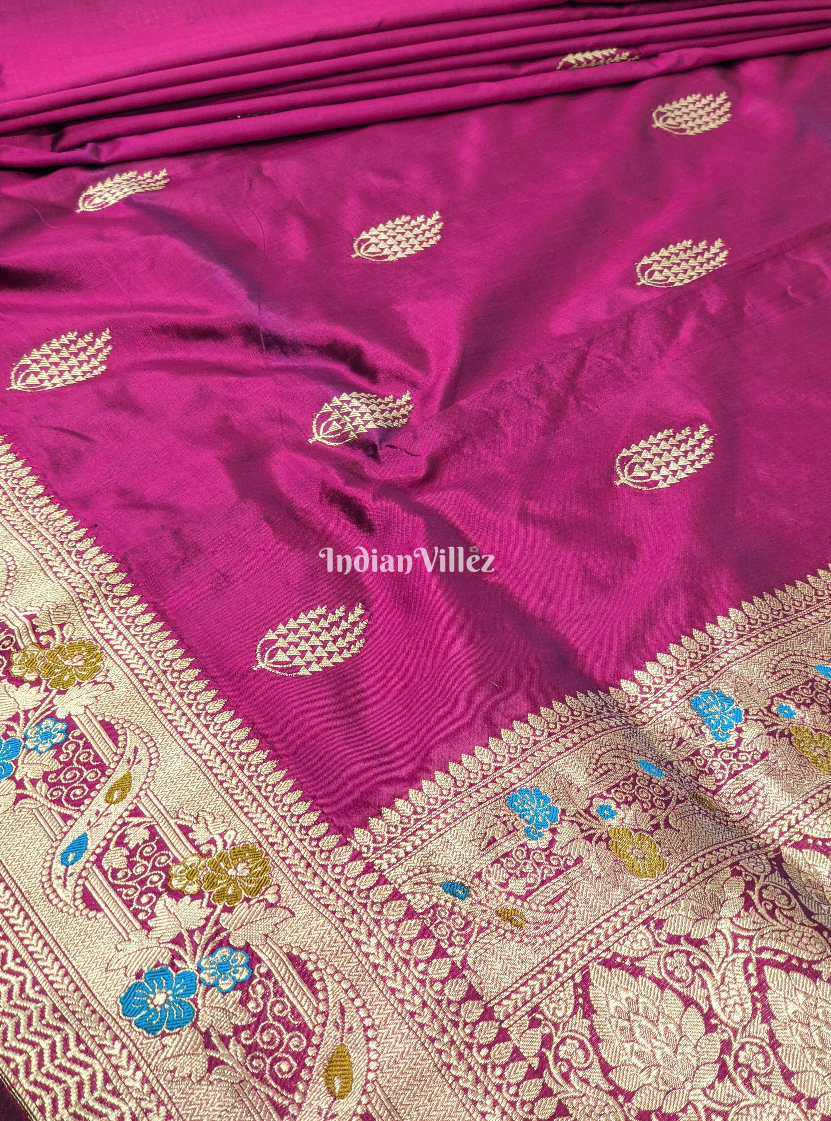 Purple Meenakari Pure Banarasi Katan Silk Saree