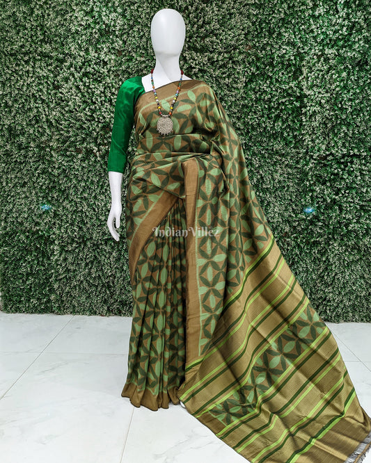 Pista Green Odisha Ikat Contemporary Silk Saree