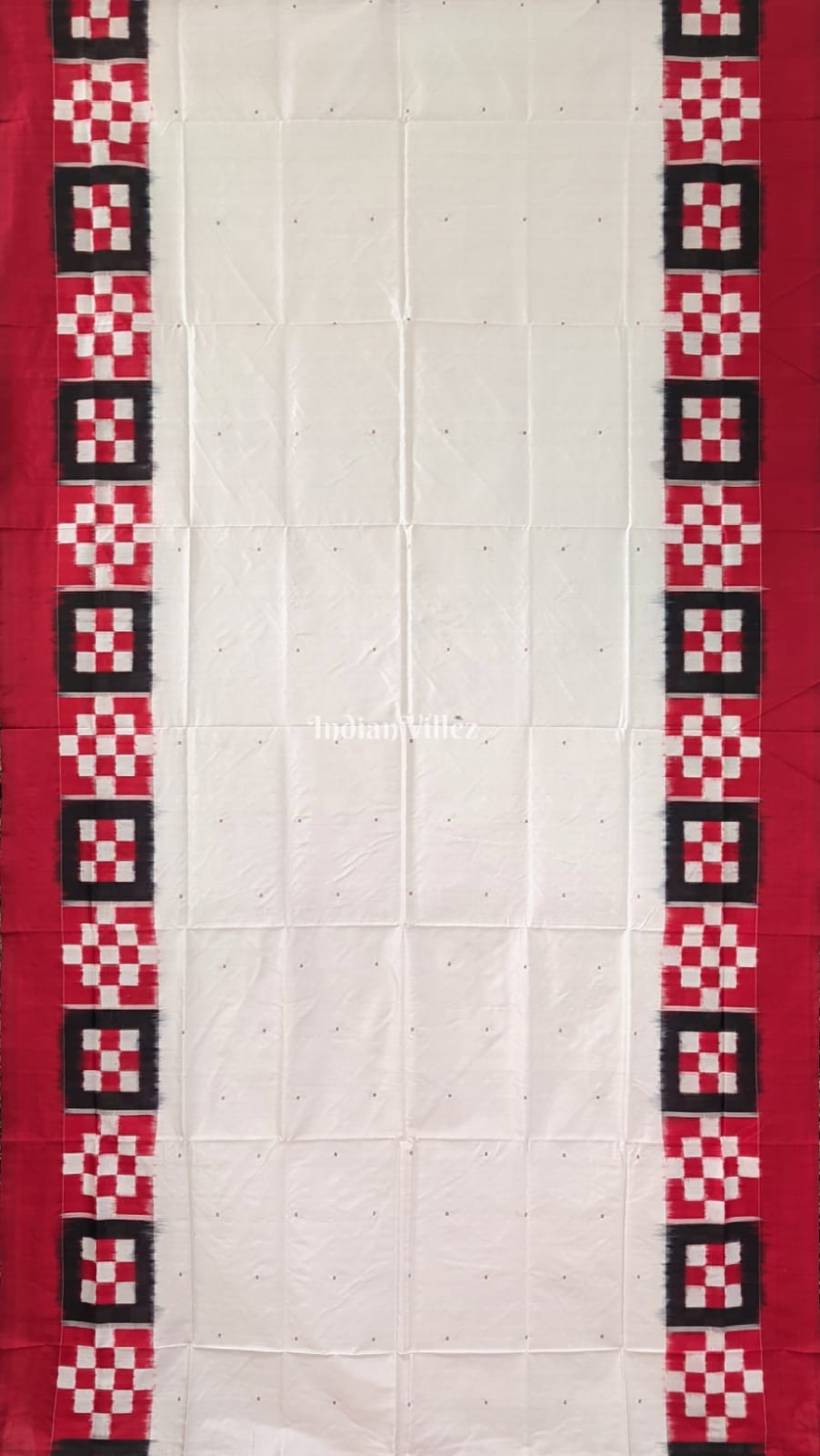 White Maroon Border Pasapali Bomkai Sambalpuri Silk Saree