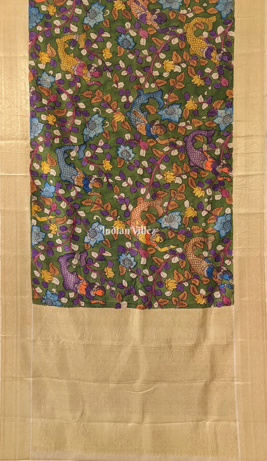 Multicolour Hand Painted Kalamkari Saree