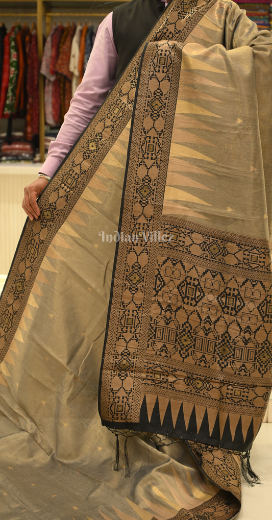 Black Zari Tissue Weaving Saree