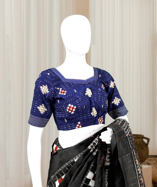Blue Pasapali Odisha Ikat Sambalpuri Cotton Blouse