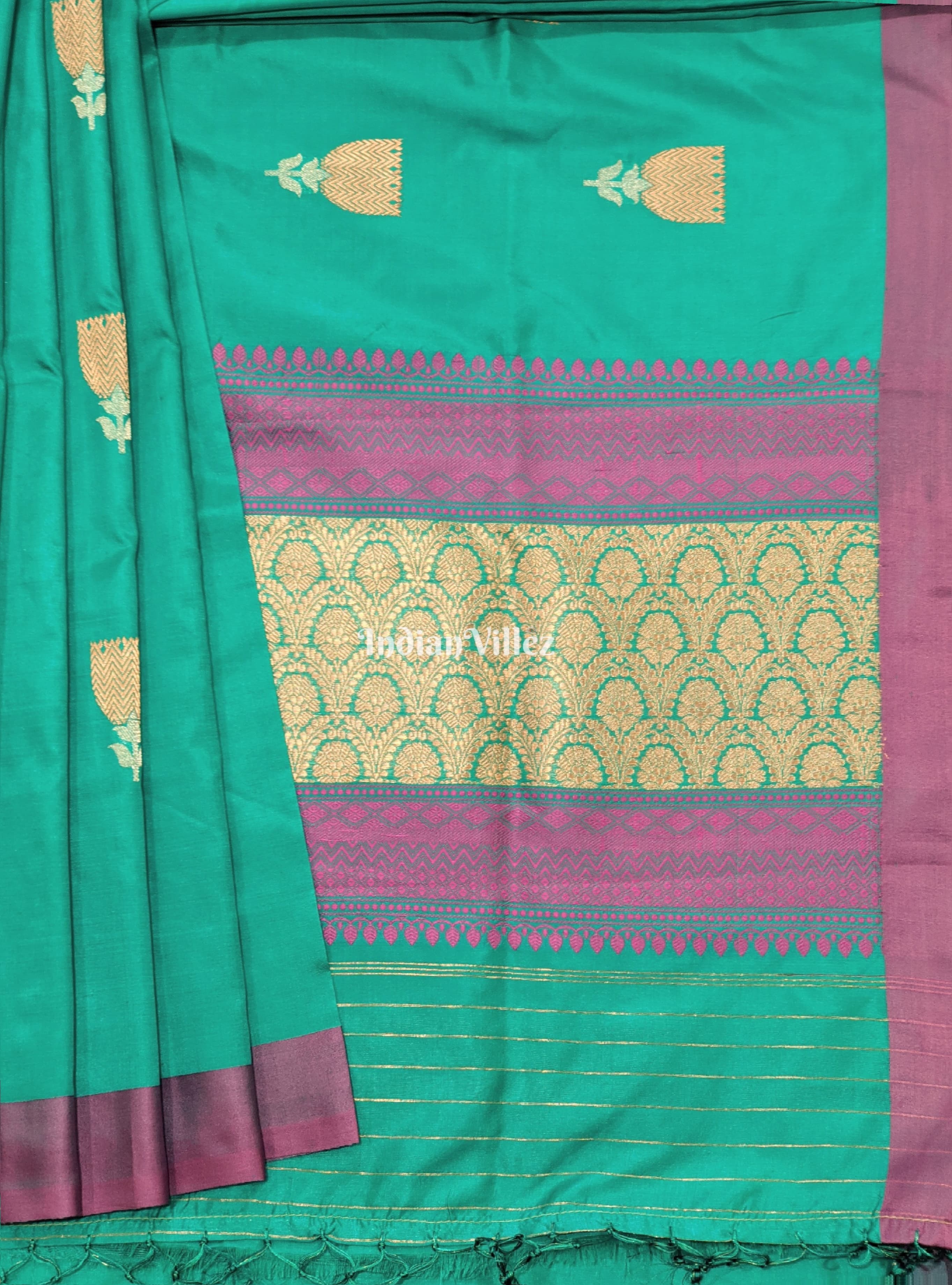 Sea Green Pure Banarasi Katan Silk Saree