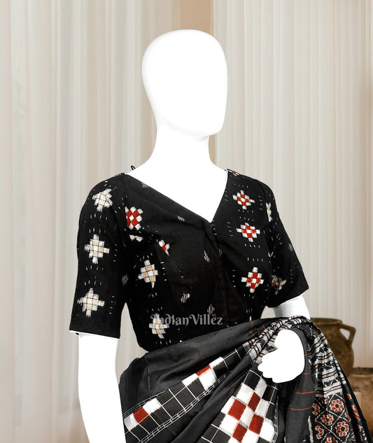 Black Pasapali Odisha Ikat Sambalpuri Cotton Blouse