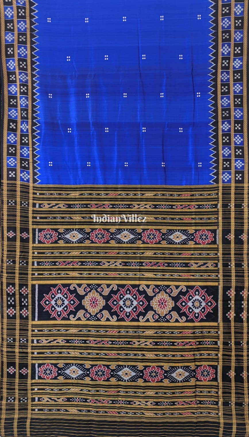 Blue Double Pasapali Border Odisha Handloom Khandua Silk Saree
