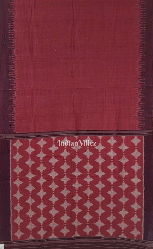Red Odisha Ikat Sambalpuri Pure Cotton Saree