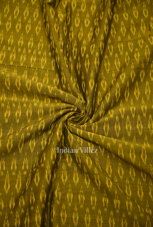 Mehendi Green Geometric Pochampally Ikat Cotton Fabric