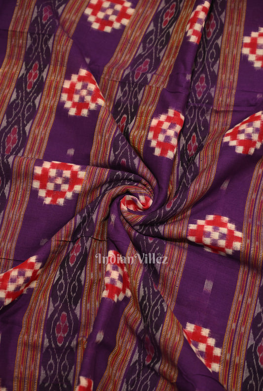 Grape Purple Pasapali Sambalpuri Ikat Cotton Fabric