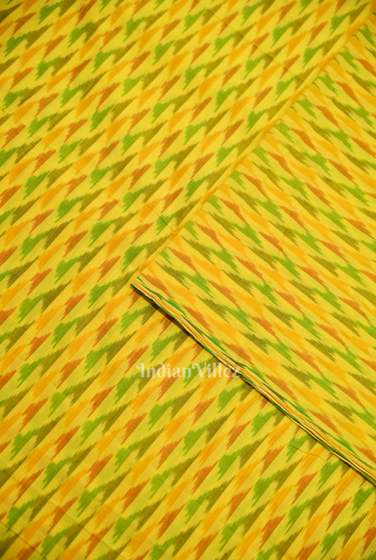 Yellow Pochampally Ikat Silk Cotton (Sico) Fabric
