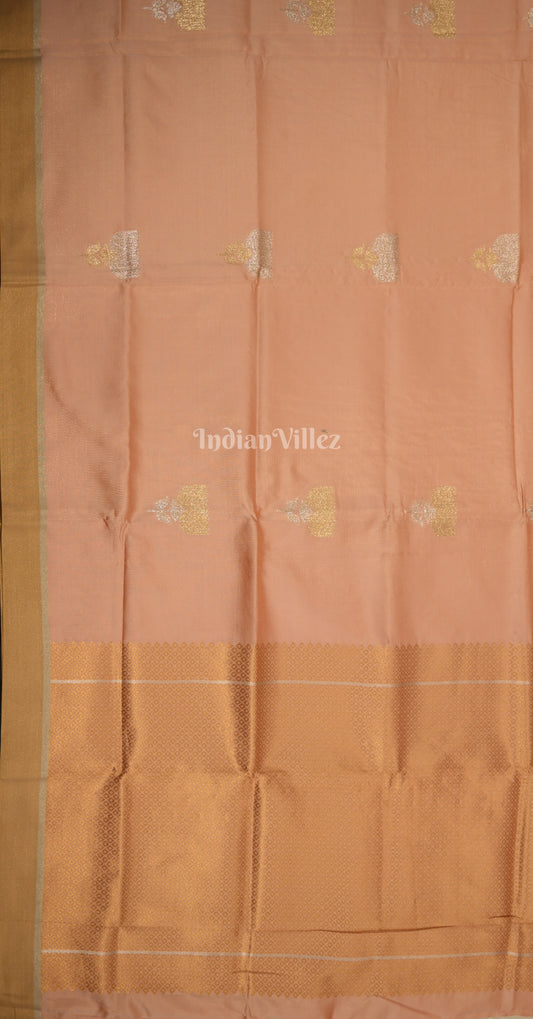 Peach Kanjivaram Silk Saree with Brocade Pallu