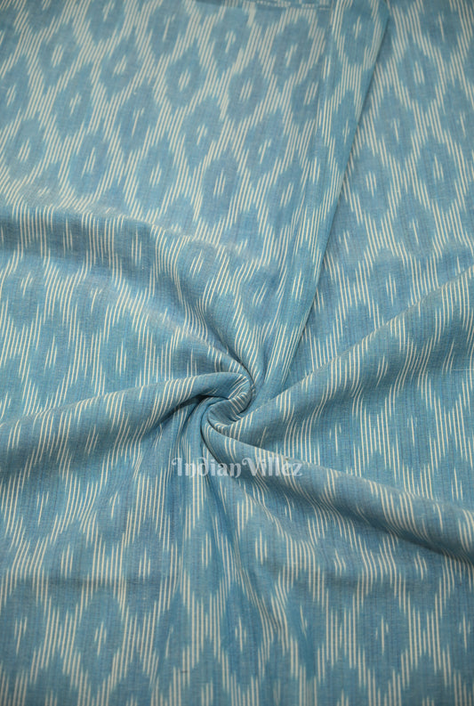 Light Blue Pochampally Ikat Cotton Fabric