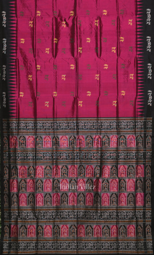 Purple Wine Tribal Doli Sawari Odisha Ikat Bomkai Sambalpuri Silk Saree