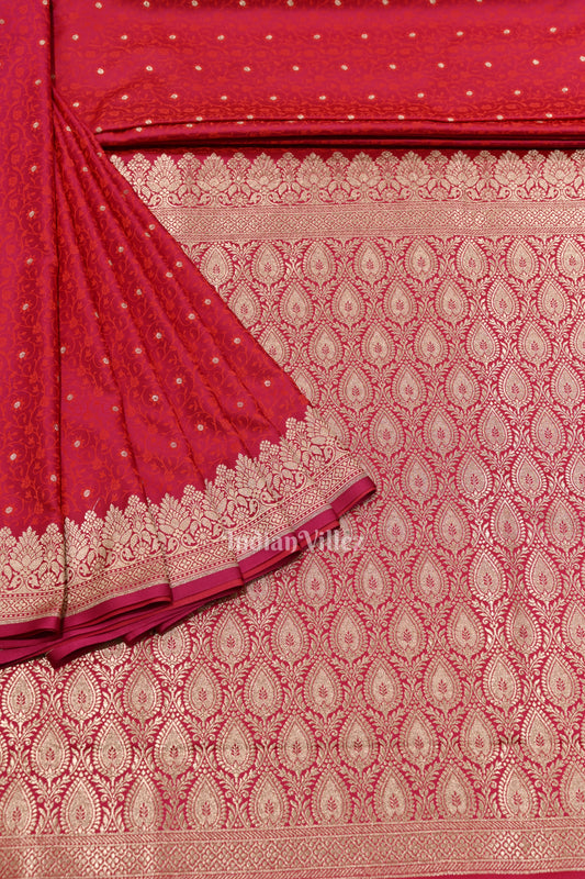 Exclusive Dual Tone Rani Pink Meenakari Mashru Satin Silk Banarasi Saree