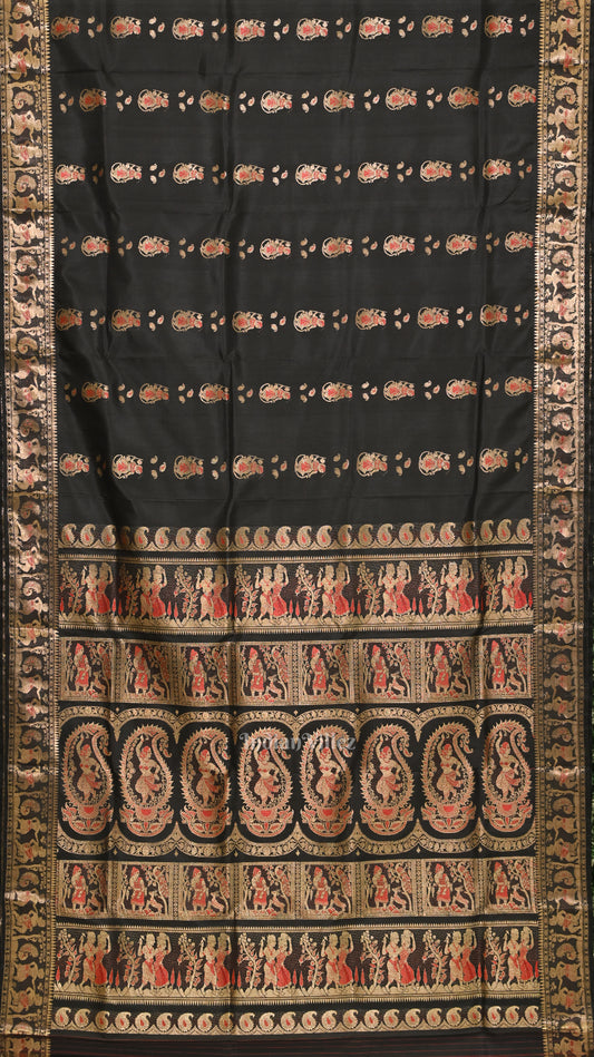 Black Handwoven Baluchari Silk Saree