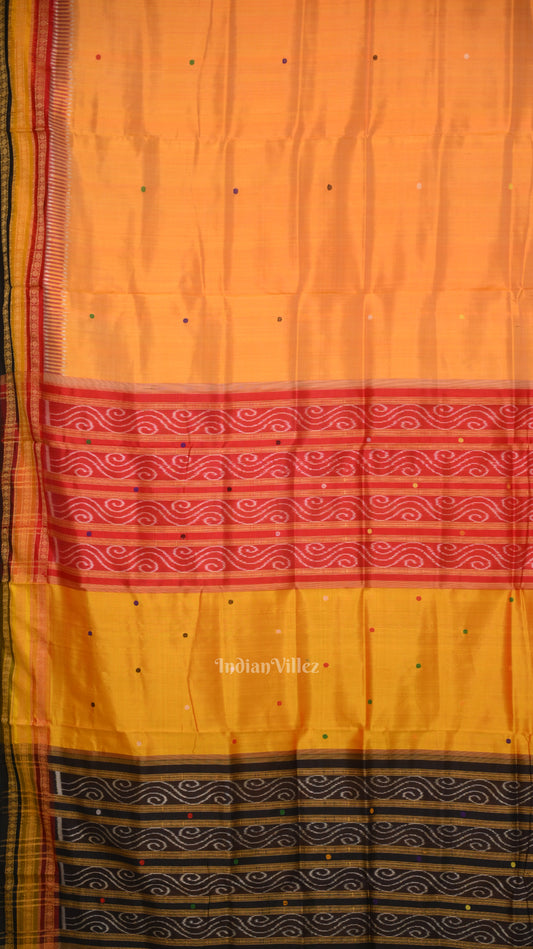 Yellow Red Kathiphera Odisha ikat Khandua Silk saree