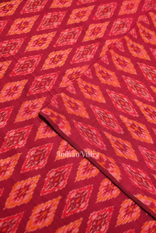 Exclusive Magenta Pink Pochampally Ikat Silk & Cotton (Sico) Fabric