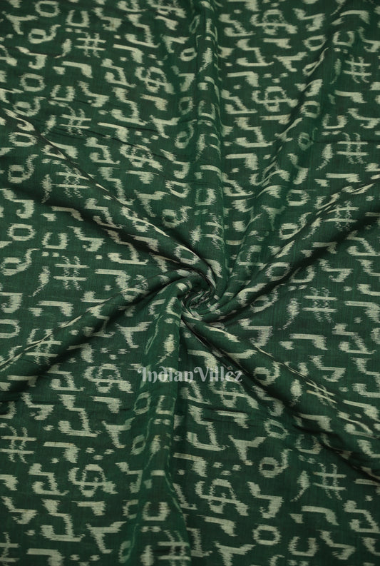 Green Musical Instrument Theme Odisha Ikat Sambalpuri Cotton Fabric