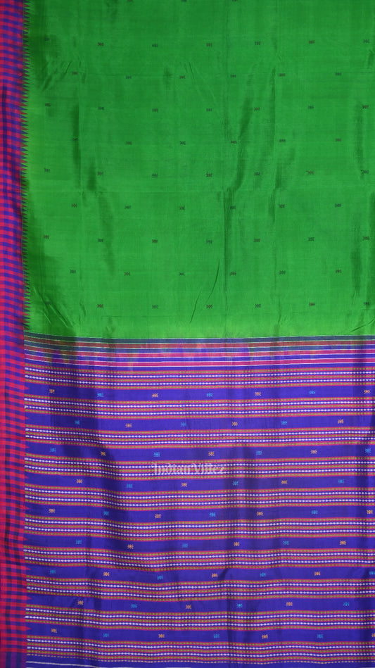 Green Single Palla Odisha Handloom Berhampuri Silk Saree
