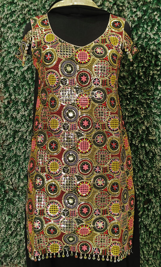 Multicolour Kurta with Pant Set and Dupatta