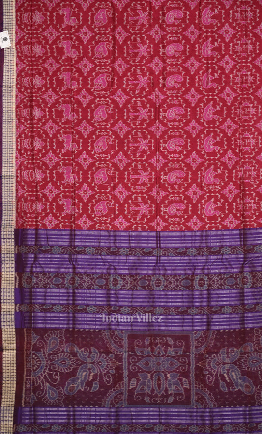 Pink Purple Odisha Ikat Sambalpuri Silk Saree