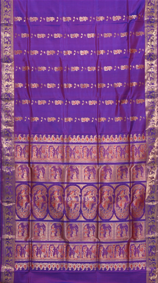 Purple Dual tone Handwoven Baluchari Silk Saree