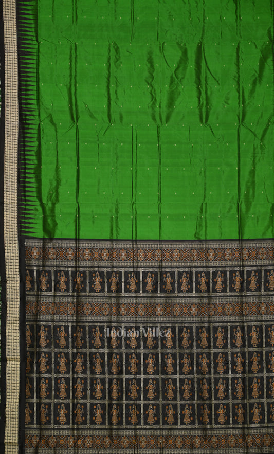 Green Black Butta Design Bomkai Sambalpuri Silk Saree