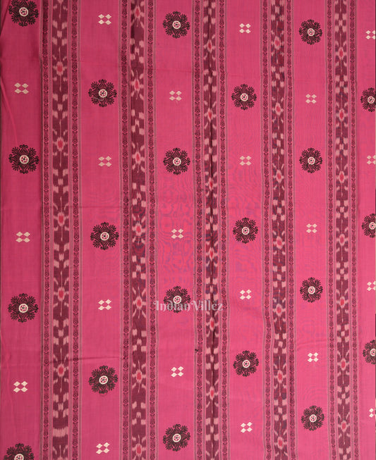 Baby Pink Black Flower Buti Odisha Ikat Sambalpuri Dress Material & Dupatta