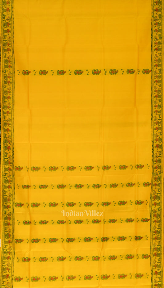 Yellow Handwoven Baluchari Silk Saree