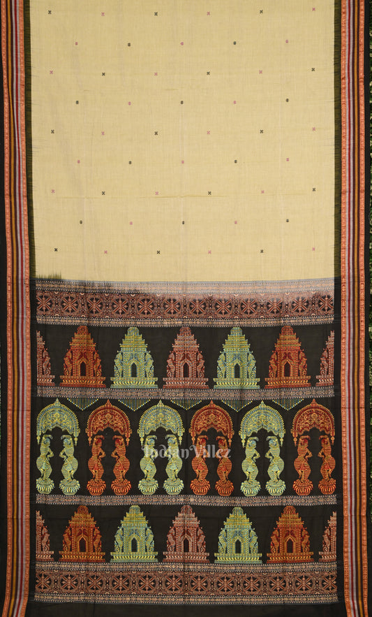 Sea Green Black Konark Sambalpuri Ikat Cotton Saree