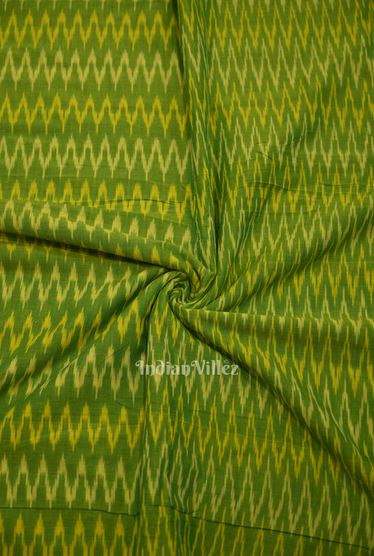 Parrot Green Handwoven Pochampally Ikat Cotton Fabric