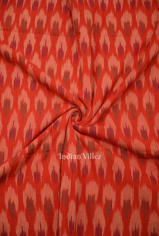 Red Pochampally Ikat Cotton Fabric