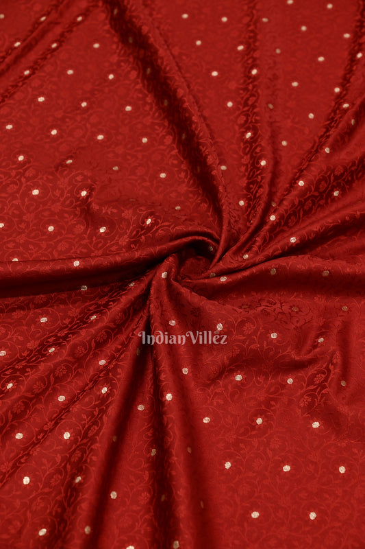 Exclusive Bright Maroon Meenakari Mashru Satin Silk Banarasi Saree