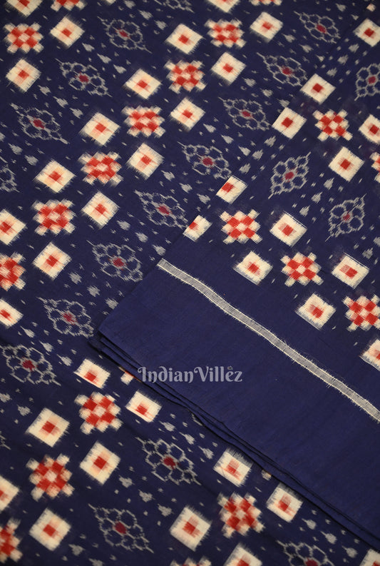 Blue Pasapali Sambalpuri Ikat Cotton Fabric