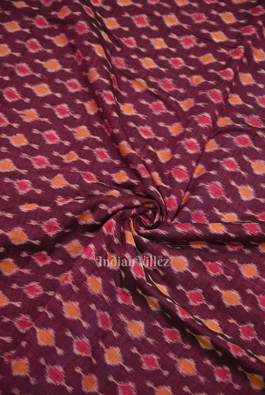 Wine Purple Odisha Ikat Cotton Fabric