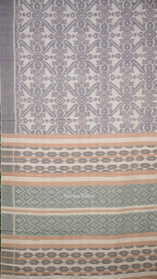 Cement Gray Sambalpuri Cotton Saree