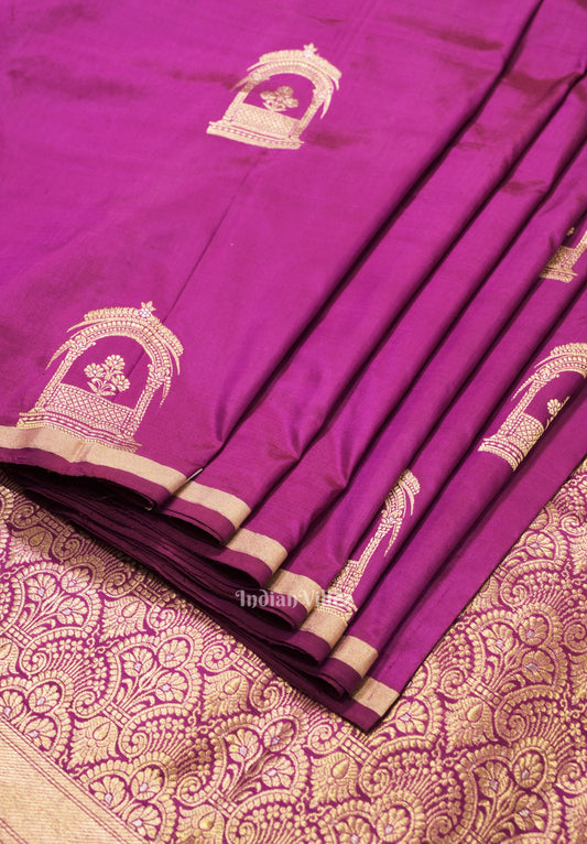 Purple DualTone Pure Banarasi Katan Silk Saree