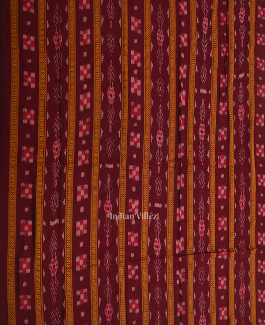 Maroon Yellow Odisha Ikat Sambalpuri Dress Material & Dupatta