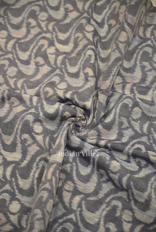 Gray Blue Sambalpuri Odisha Ikat Cotton Fabric