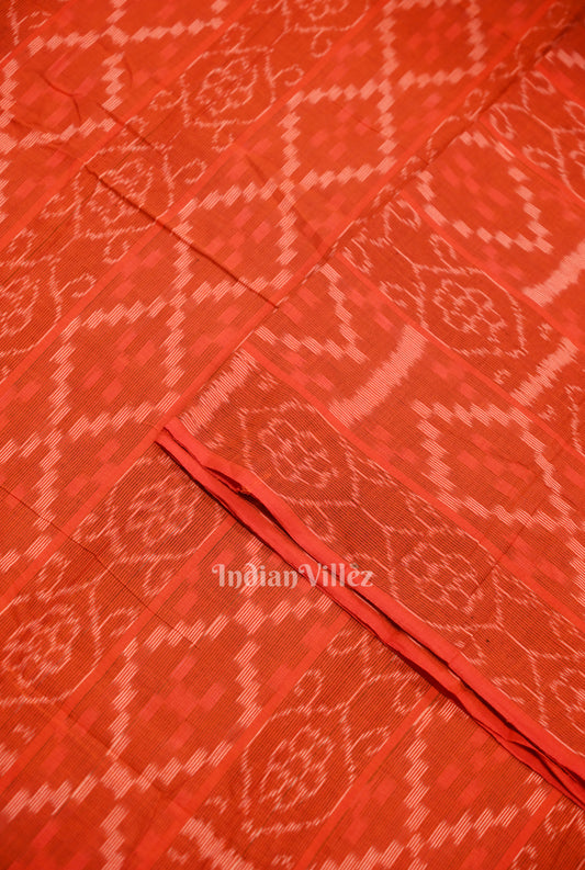 Red Flower Pasapali Sambalpuri Odisha Ikat Cotton Fabric