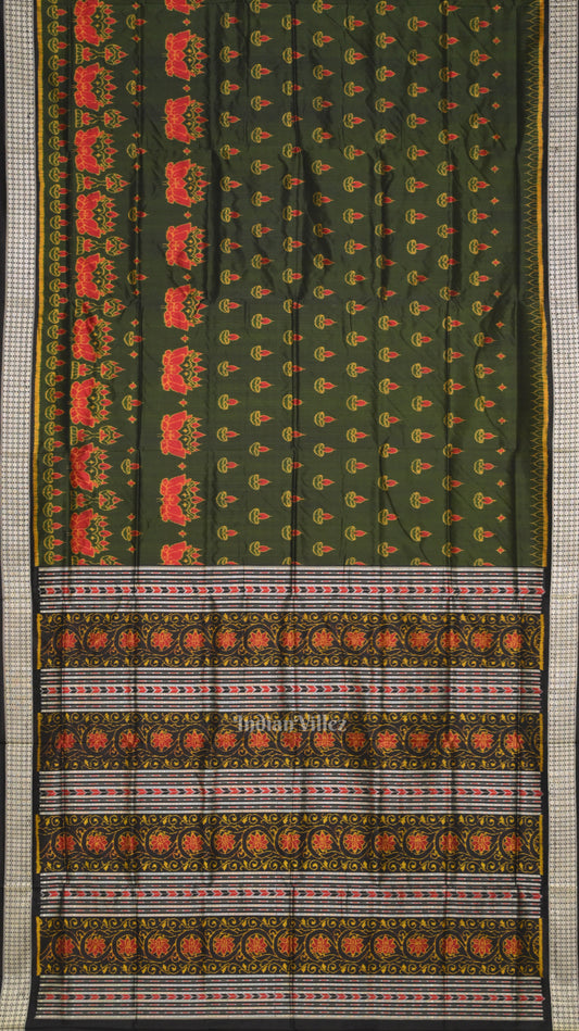 Moss Green Diwali Theme Odisha Handloom Sambalpuri Silk Saree
