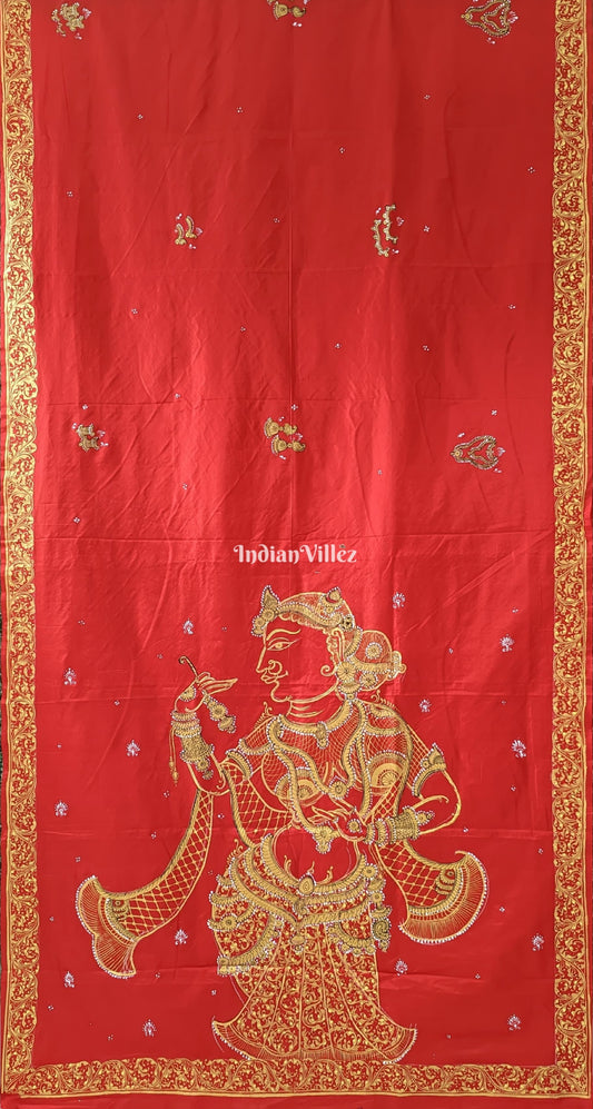 Red Sringar Raas Pattachitra Silk Saree