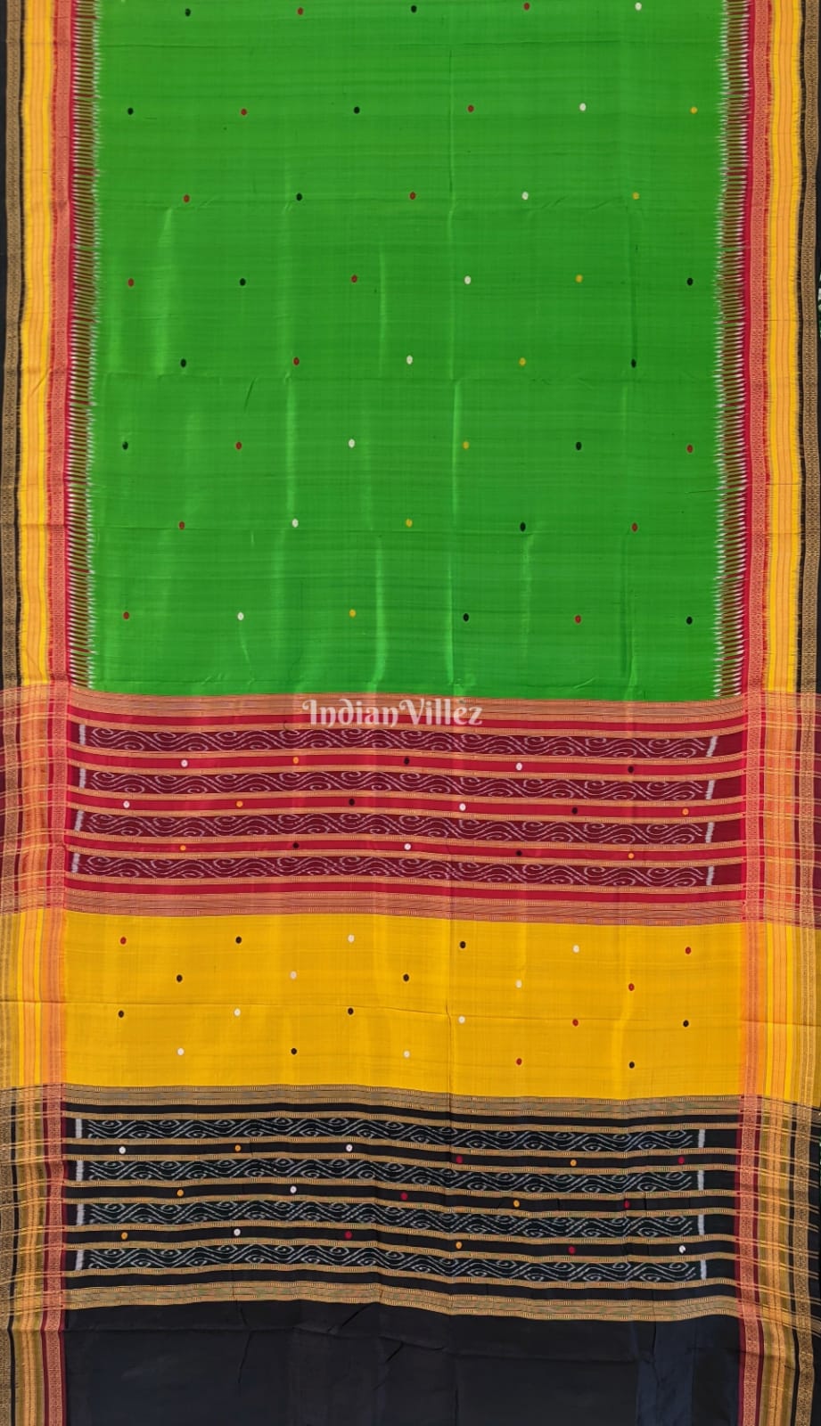 Parrot Green Kathiphera Odisha Ikat Khandua Silk Saree