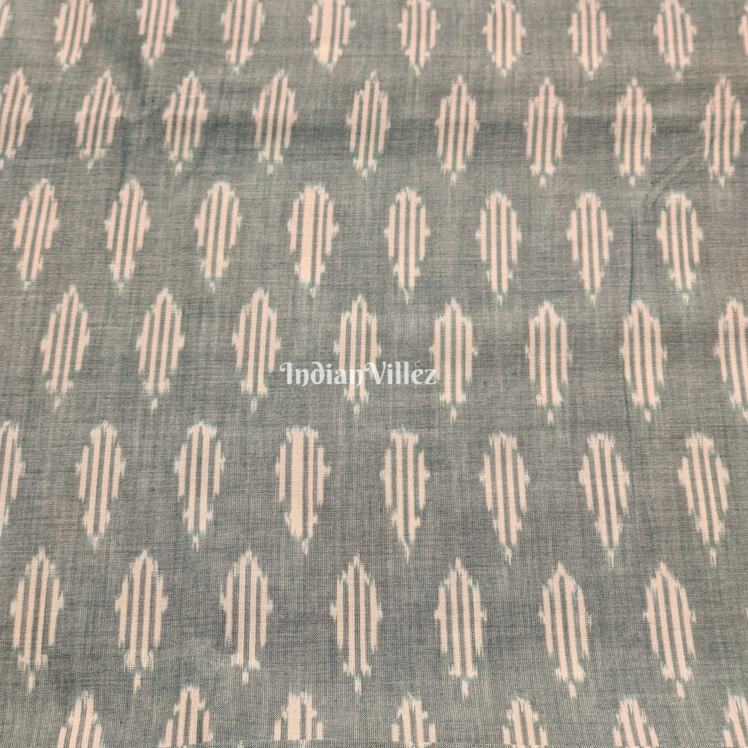 Mint Green Pochampally Ikat Cotton Fabric