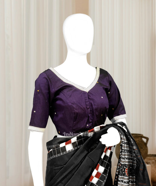 Violet Buti Design Odisha Ikat Sambalpuri Cotton Blouse