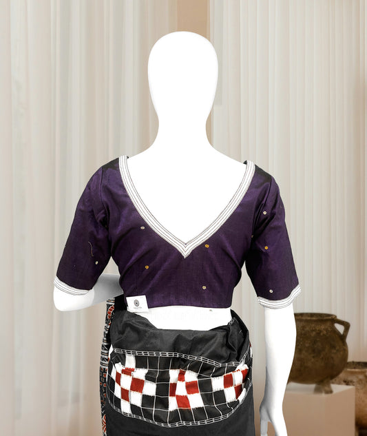 Violet Buti Design Odisha Ikat Sambalpuri Cotton Blouse