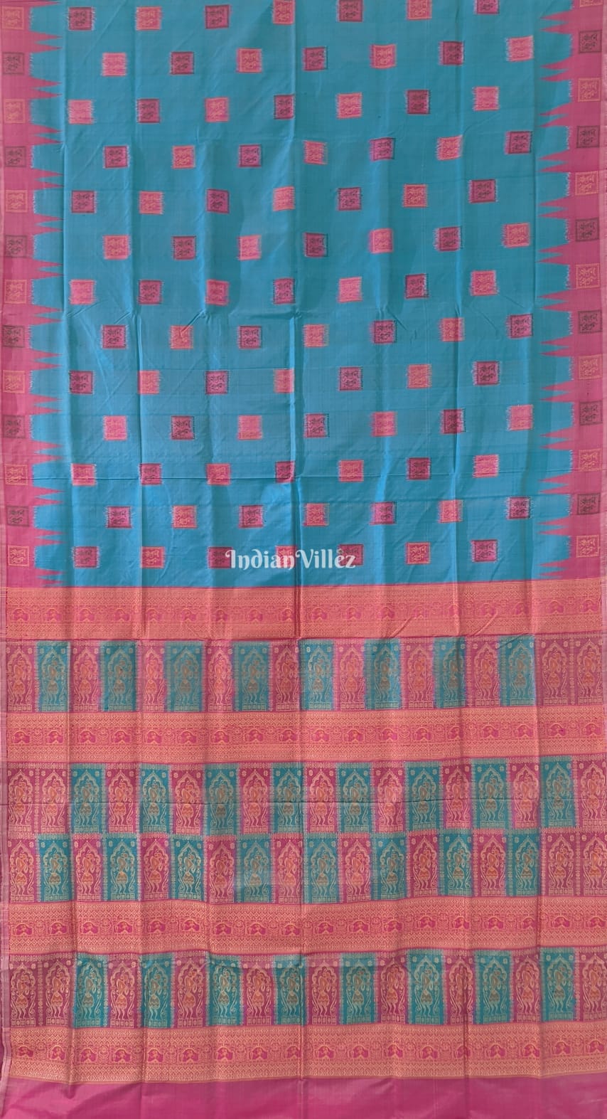 Copper Sulphate Pink Bomkai Sambalpuri Silk Saree